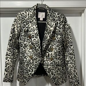 Rachel Parcell Black and White Blazer with Animal Print